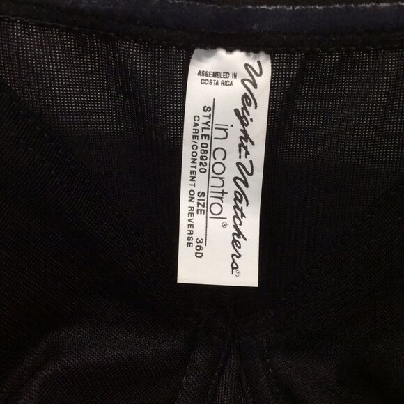 Vintage Weight Watchers In Control Instant Body Shaping Bra Slip Size 36D Black - Picture 5 of 10